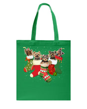 Load image into Gallery viewer, Yorkies In The Socks For Yorkie Lovers Christmas Gift Basketweave Tote Bag