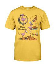 Load image into Gallery viewer, Flamingo Happy Thanksgiving Guys Tee
