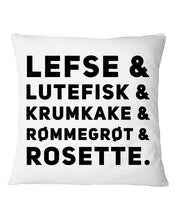 Load image into Gallery viewer, Lefse Lutefisk Krumkake Quote T-Shirt Gift Pillow Cover