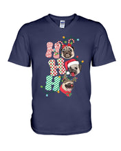 Load image into Gallery viewer, Pug Lover Christmas Hohoho Funny T-Shirt Guys V-Neck
