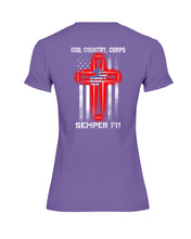 Load image into Gallery viewer, God Country Corps Semper Fi Black T-Shirt Ladies Tee