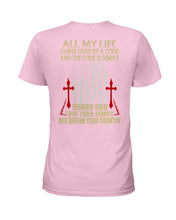 Load image into Gallery viewer, Lived By A Code Back Side T-Shirt Ladies Tee