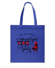 Load image into Gallery viewer, Funny Moose Wonderful Time Christmas Gift For Family Basketweave Tote Bag