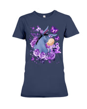 Load image into Gallery viewer, Donkey Loves Purple Flowers Custom T-Shirt Ladies Tee