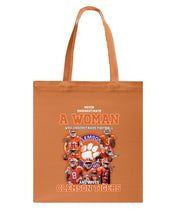 Load image into Gallery viewer, A Woman Loves Clemson Tigers Gift For Fans T-Shirt Basketweave Tote Bag