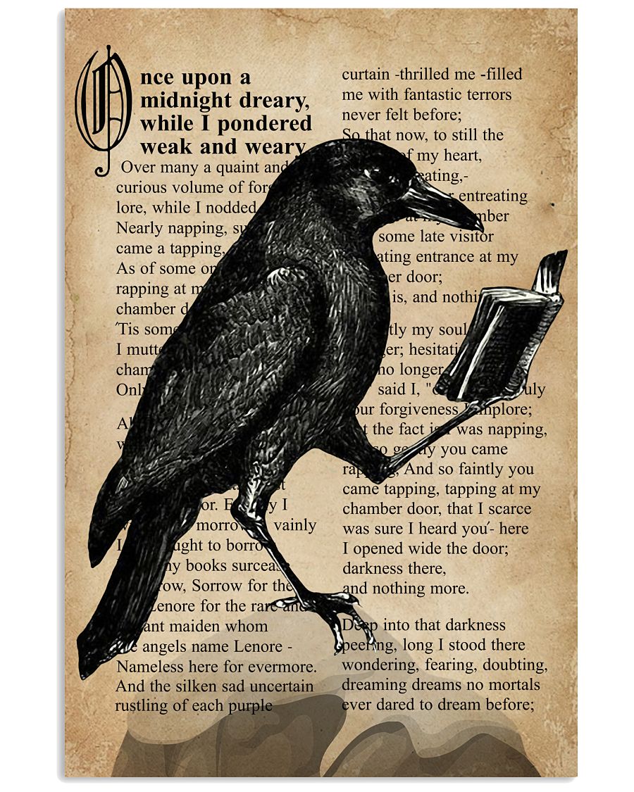 Raven Reading Book Funny Vertical Poster