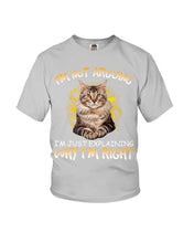 Load image into Gallery viewer, Cat Lovers T-Shirt Not Arguing Just Explaining Youth Tee