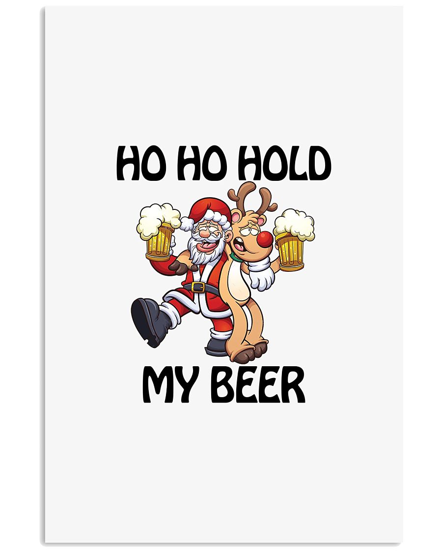 Santa Claus Funny Hold My Bear Christmas Gift For Friends Vertical Poster