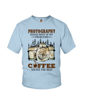 Load image into Gallery viewer, Solve Most Problems Camera Map Photography T-Shirt Youth Tee