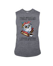 Load image into Gallery viewer, Cute Owl Read Books And Drink Coffee Funny T-Shirt Unisex Long Sleeve