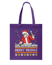 Load image into Gallery viewer, Merry Mixmas - Santa Claus Dj Funny Christmas Gift Basketweave Tote Bag