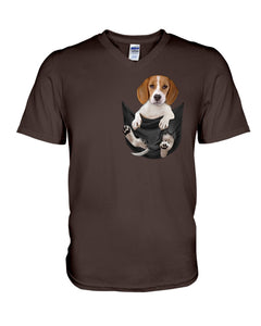 Beagle In The Pocket Funny T-Shirt Guys V-Neck