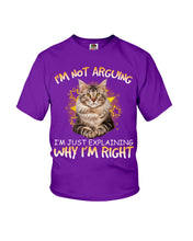 Load image into Gallery viewer, Cat Lovers T-Shirt Not Arguing Just Explaining Youth Tee