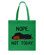 Load image into Gallery viewer, Nope Dachshund Not Today Basketweave Tote Bag