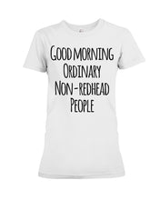 Load image into Gallery viewer, Redhead Good Morning White Mug Ladies Tee