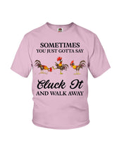 Load image into Gallery viewer, Cluck It Chicken Funny Quote T-Shirt Youth Tee