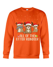 Load image into Gallery viewer, Merry Ottermas All Of The Otter Reindeer Black T-Shirt Sweatshirt