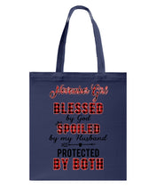 Load image into Gallery viewer, November Girl Blessed By Girl Spoiled By Husband Quote T-Shirt Basketweave Tote Bag