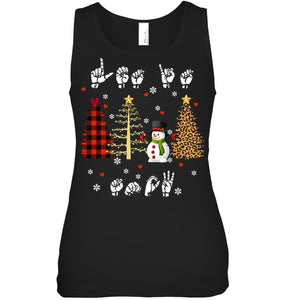 Let It Snow Christmas Snowman Asl Gift Tee Ladies Flowy Tank