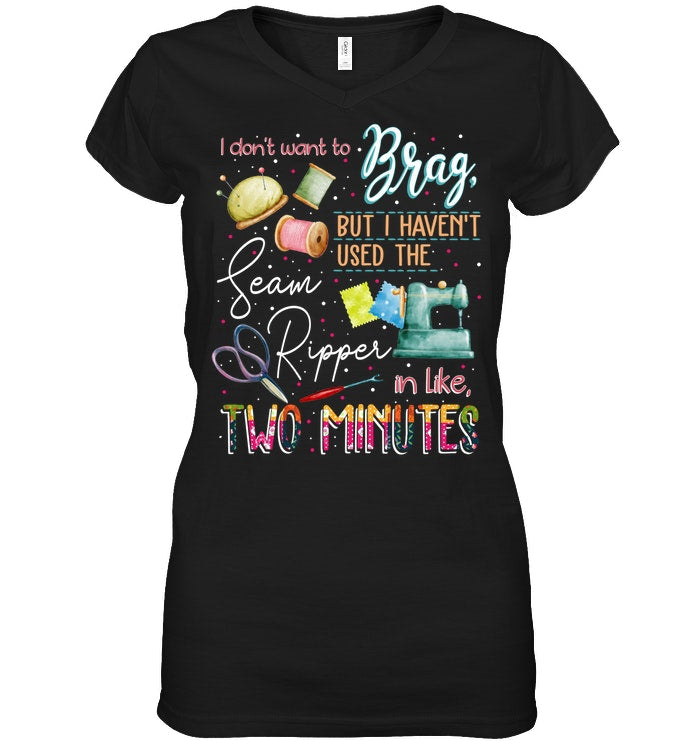 Brag Sean Ripper In Two Minutes Funny T-Shirt Ladies V-Neck