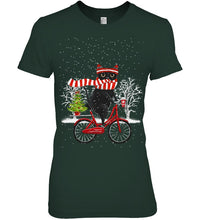 Load image into Gallery viewer, Winter Cat Riding Bicycle Christmas Gift T-Shirt Ladies Tee