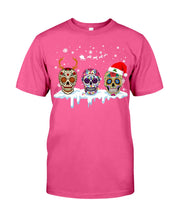 Load image into Gallery viewer, Merry Christmas Three Skulls Christmas T-Shirt Gift Guys Tee