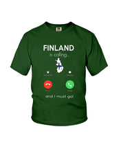 Load image into Gallery viewer, Finland Is Calling Funny Elf Christmas T-Shirt Youth Tee