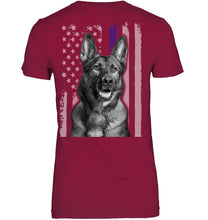 Load image into Gallery viewer, German Shepherd American Flag Veteran Brave Dog Ladies Tee