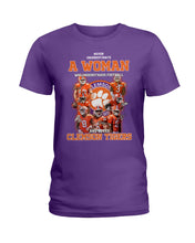 Load image into Gallery viewer, A Woman Loves Clemson Tigers Gift For Fans T-Shirt Ladies Tee