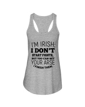 Load image into Gallery viewer, I'm Irish I Don't Start Fights For Irish Men Ladies Flowy Tank
