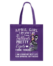 Load image into Gallery viewer, Tattoos Pretty Eyes Gift For April Girl T-Shirt Basketweave Tote Bag