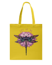 Load image into Gallery viewer, Let It Be Dragonfly Lotus Basketweave Tote Bag