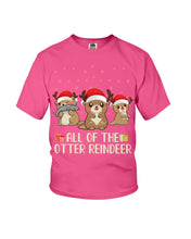 Load image into Gallery viewer, Merry Ottermas All Of The Otter Reindeer Black T-Shirt Youth Tee