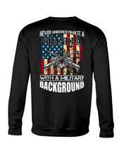 Load image into Gallery viewer, Never Underestimate A Grandpa Black T-Shirt Sweatshirt