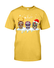Load image into Gallery viewer, Merry Christmas Three Skulls Christmas T-Shirt Gift Guys Tee