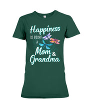 Load image into Gallery viewer, Happiness Is Being A Mom &amp; Grandma Black T-Shirt Ladies Tee