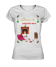 Load image into Gallery viewer, Snoopy Hallmark Christmas Movie Writing Shirt Ladies V-Neck