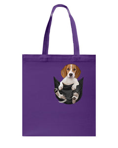 Beagle In The Pocket Funny T-Shirt Basketweave Tote Bag