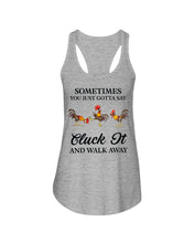 Load image into Gallery viewer, Cluck It Chicken Funny Quote T-Shirt Ladies Flowy Tank