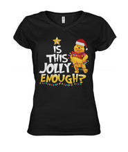 Load image into Gallery viewer, Winnie The Pooh Jolly Enough Funny Christmas Gift T-Shirt Ladies V-Neck