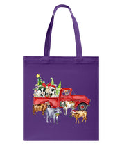 Load image into Gallery viewer, Merry Christmas In Town Cow Lovers Gift For Farmers Basketweave Tote Bag