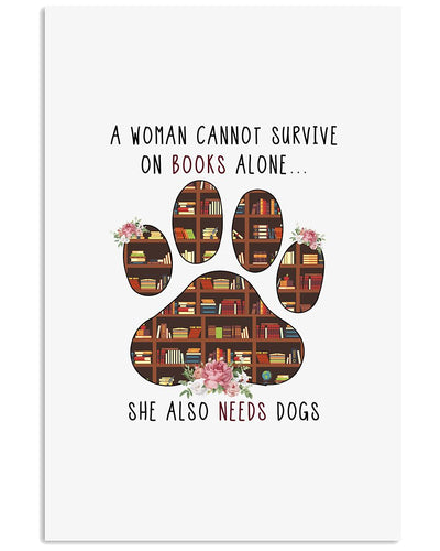 A Woman Cannot Survive On Books Alone T-Shirt Vertical Poster