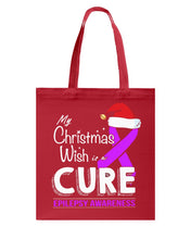 Load image into Gallery viewer, Epilepsy Awareness - My Christmas Wish Is A Cure Basketweave Tote Bag