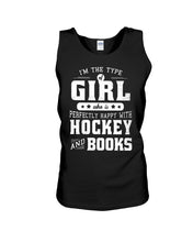 Load image into Gallery viewer, Girl Who Loves Hockey And Books Quote Name T-Shirt Unisex Tank Top