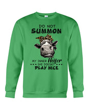 Load image into Gallery viewer, My Inner Heifer Doesn&#39;t Play Nice Funny Quote T-Shirt Sweatshirt