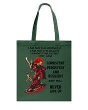 Load image into Gallery viewer, Samurai Consistent Persistent Resilient Quote T-Shirt Basketweave Tote Bag