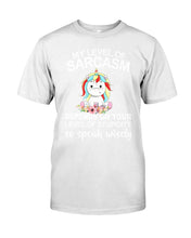 Load image into Gallery viewer, Unicorn Sarcasm Speak Wisely Funny Quote Guys Tee