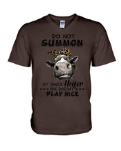 Load image into Gallery viewer, My Inner Heifer Doesn&#39;t Play Nice Funny Quote T-Shirt Guys V-Neck