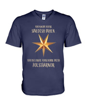 Load image into Gallery viewer, Christmas Star Swedish Julstarnor Black T-Shirt Guys V-Neck