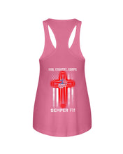 Load image into Gallery viewer, God Country Corps Semper Fi Black T-Shirt Ladies Flowy Tank